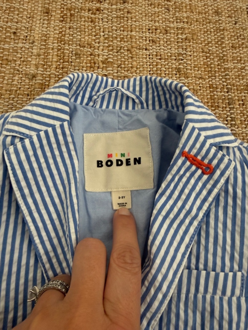 Mini Boden Seersucker Blazer Navy 2 - 3Y worn 1x - Picture 3 of 6